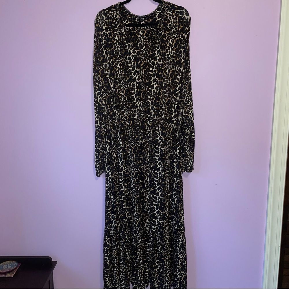 Baukjen Size 14 Maxi Dress Leopard Print Long Sleeve Soft Stretch Jersey Knit
